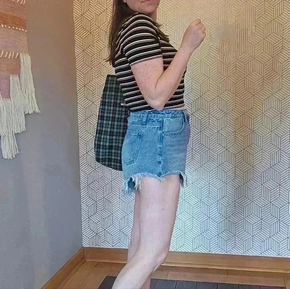 BP. Brand From Nordstrom Cropped Striped Short-Sleeve T-Shirt, Size Small - Picture 2 of 6